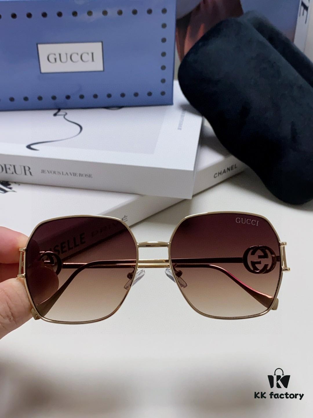 Gucci 2025 New Fashion Retro Stylish and Comfortable Unisex Sunglasses with Metallic Avant-Garde Design, Versatile Trendy Shades Model 1207SA