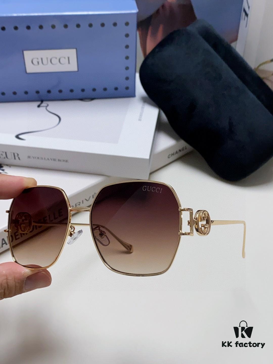 Gucci 2025 New Fashion Retro Stylish and Comfortable Unisex Sunglasses with Metallic Avant-Garde Design, Versatile Trendy Shades Model 1207SA