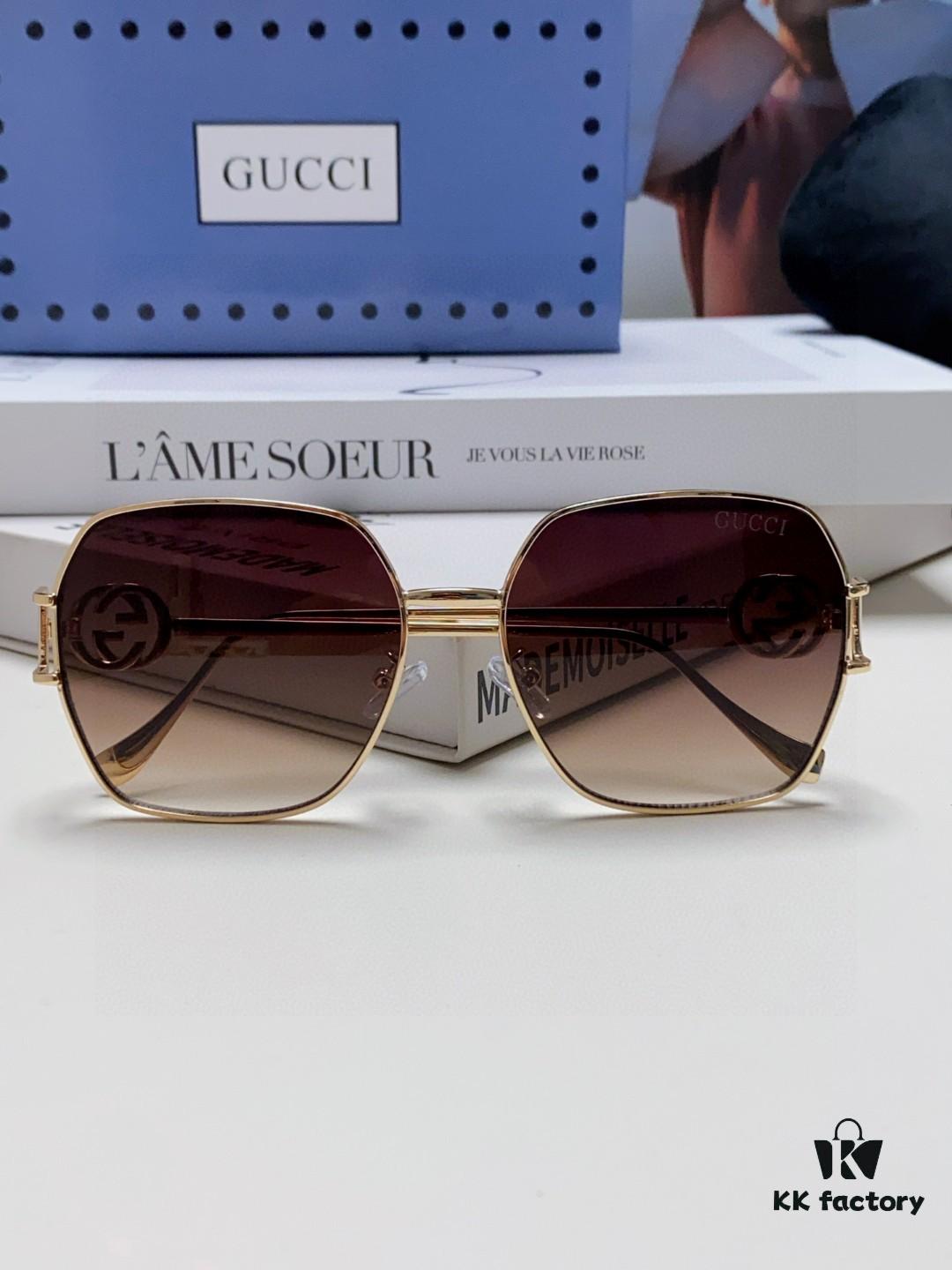 Gucci 2025 New Fashion Retro Stylish and Comfortable Unisex Sunglasses with Metallic Avant-Garde Design, Versatile Trendy Shades Model 1207SA