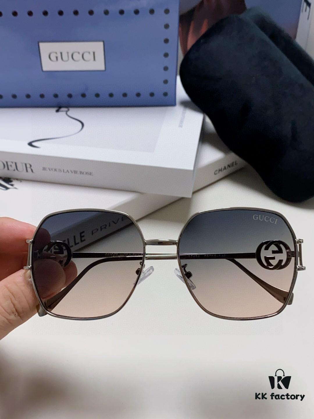 Gucci 2025 New Fashion Retro Stylish and Comfortable Unisex Sunglasses with Metal Avant-Garde Design, Versatile Trendy Shades Model 1207SA