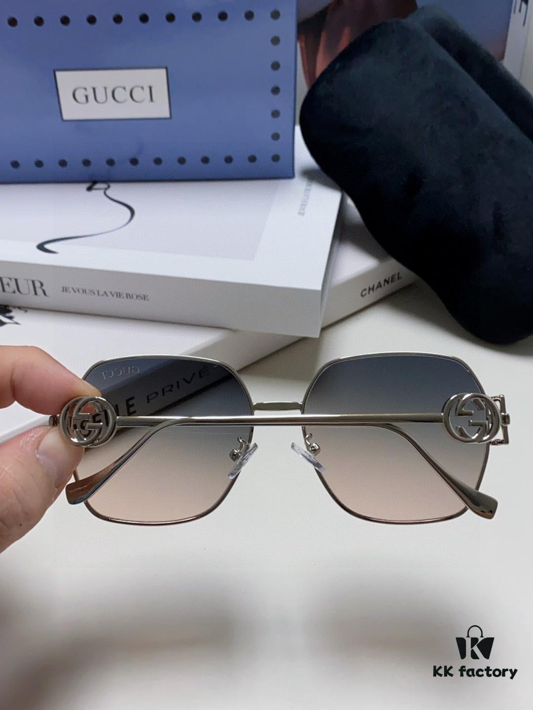 Gucci 2025 New Fashion Retro Stylish and Comfortable Unisex Sunglasses with Metal Avant-Garde Design, Versatile Trendy Shades Model 1207SA