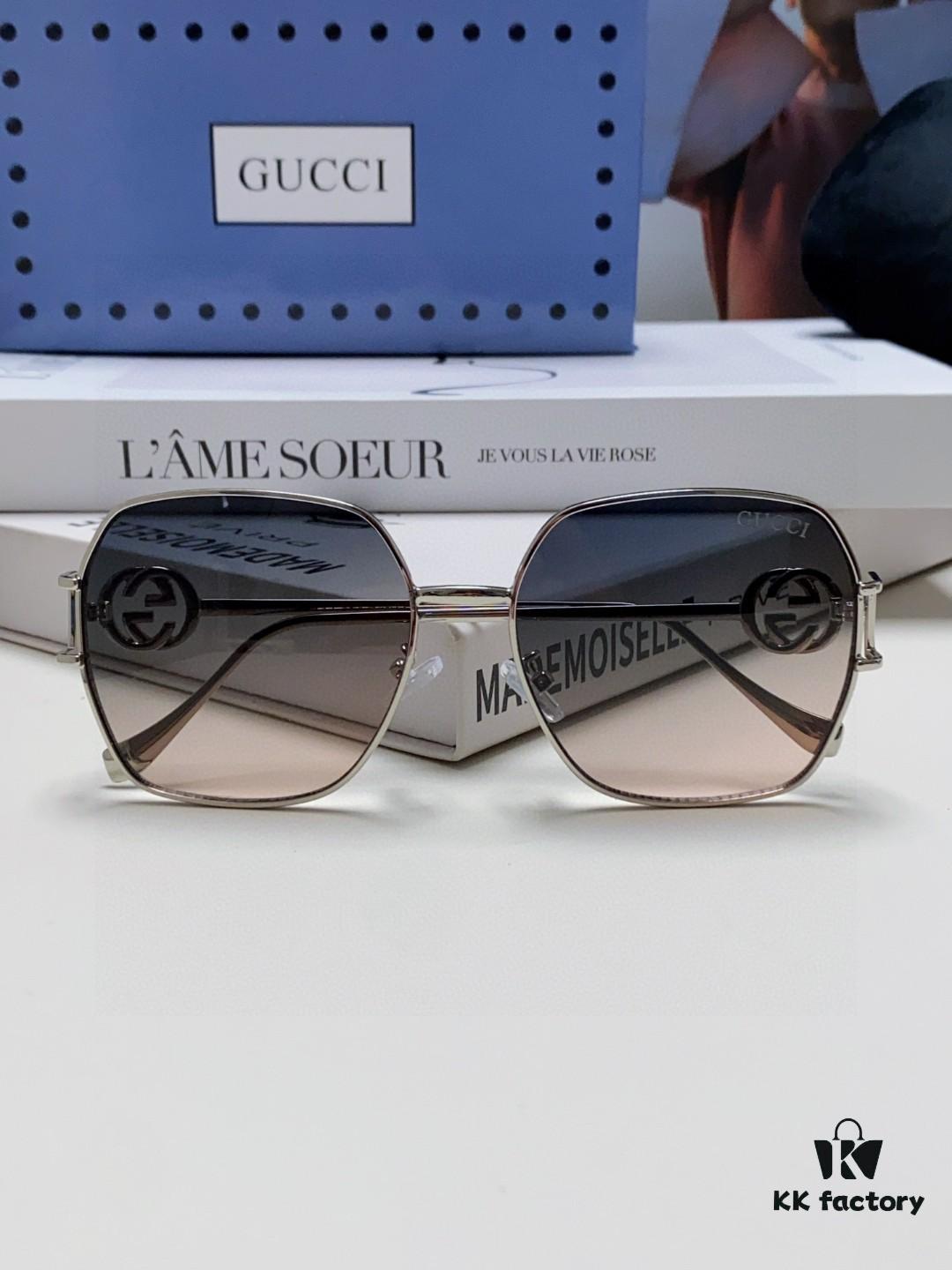 Gucci 2025 New Fashion Retro Stylish and Comfortable Unisex Sunglasses with Metal Avant-Garde Design, Versatile Trendy Shades Model 1207SA