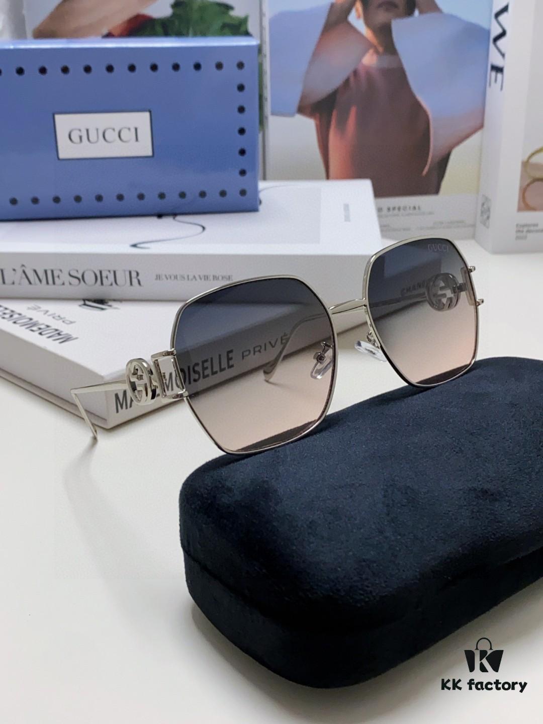 Gucci 2025 New Fashion Retro Stylish and Comfortable Unisex Sunglasses with Metal Avant-Garde Design, Versatile Trendy Shades Model 1207SA