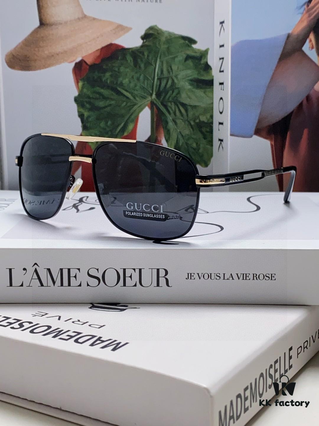 Gucci 2025 New Arrival Men's Sunglasses, Polarized UV-Protective Driving Glasses with Blue Inner Coating, Premium Style for Driving, Fishing and Outdoor Use