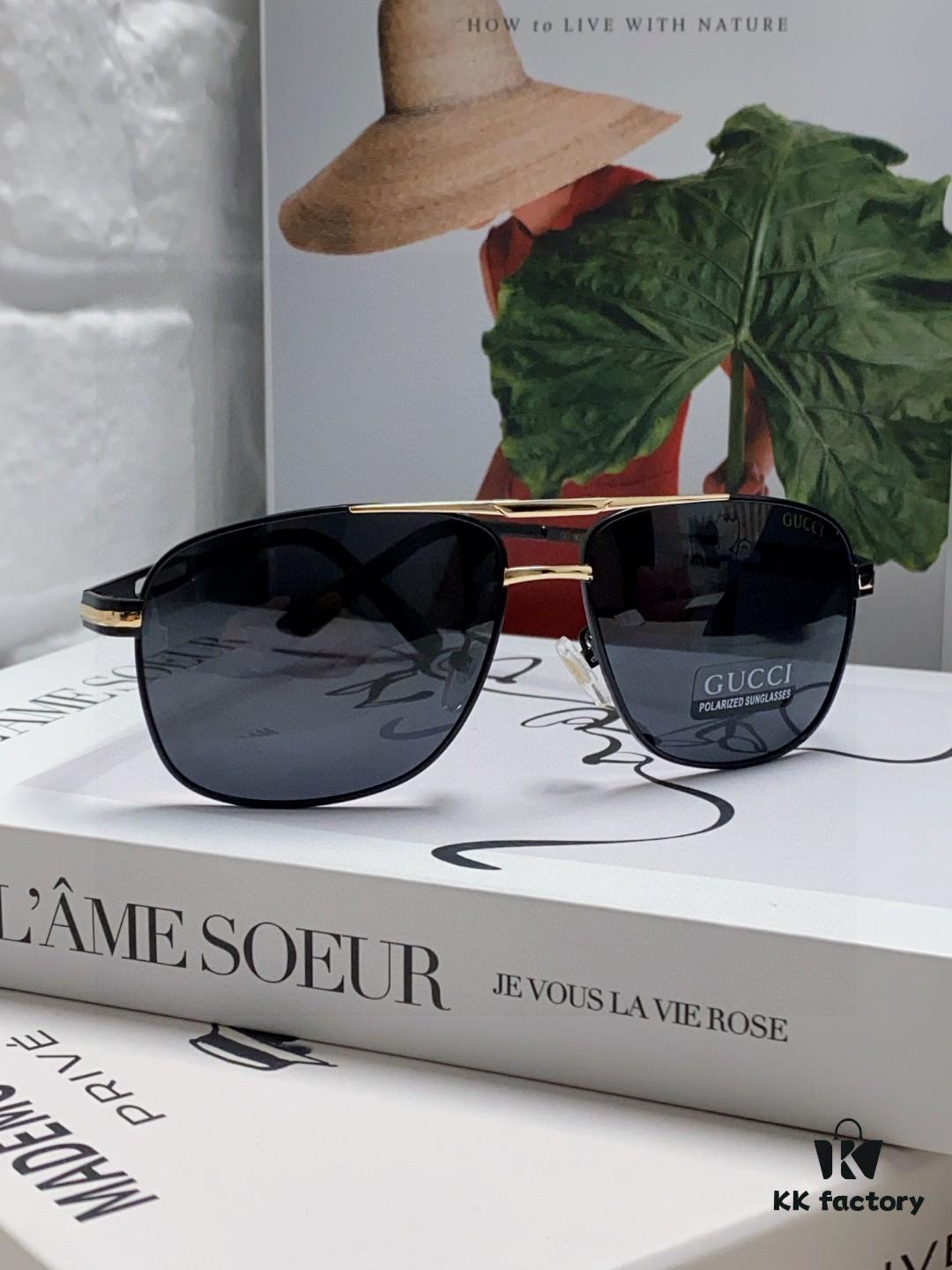 Gucci 2025 New Arrival Men's Sunglasses, Polarized UV-Protective Driving Glasses with Blue Inner Coating, Premium Style for Driving, Fishing and Outdoor Use