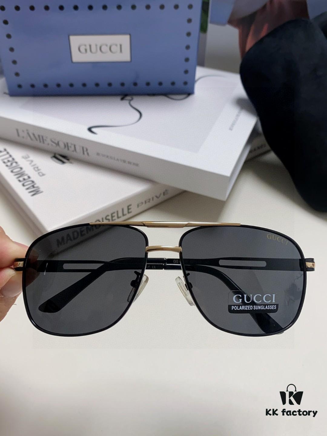 Gucci 2025 New Arrival Men's Sunglasses, Polarized UV-Protective Driving Glasses with Blue Inner Coating, Premium Style for Driving, Fishing and Outdoor Use