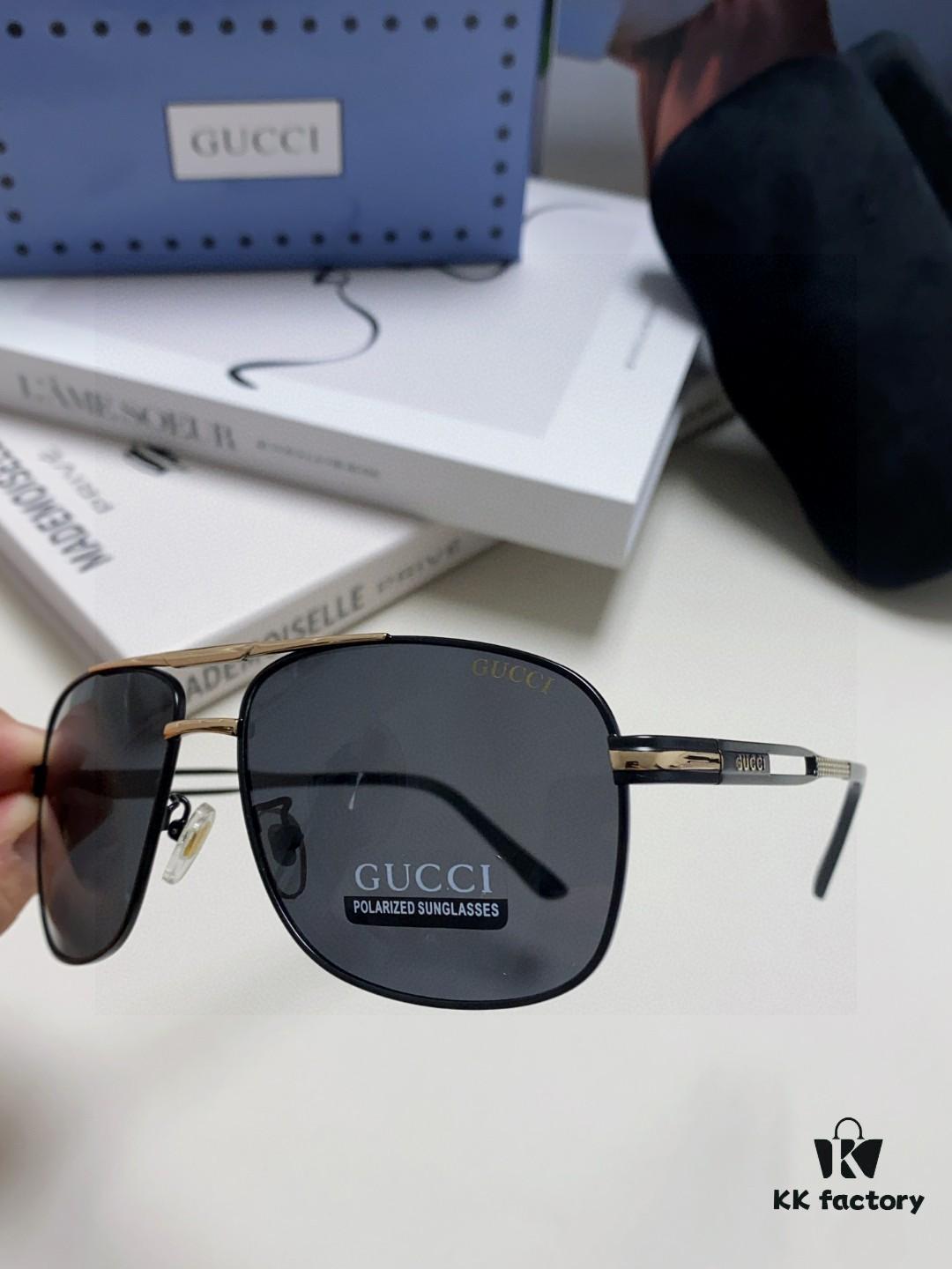 Gucci 2025 New Arrival Men's Sunglasses, Polarized UV-Protective Driving Glasses with Blue Inner Coating, Premium Style for Driving, Fishing and Outdoor Use