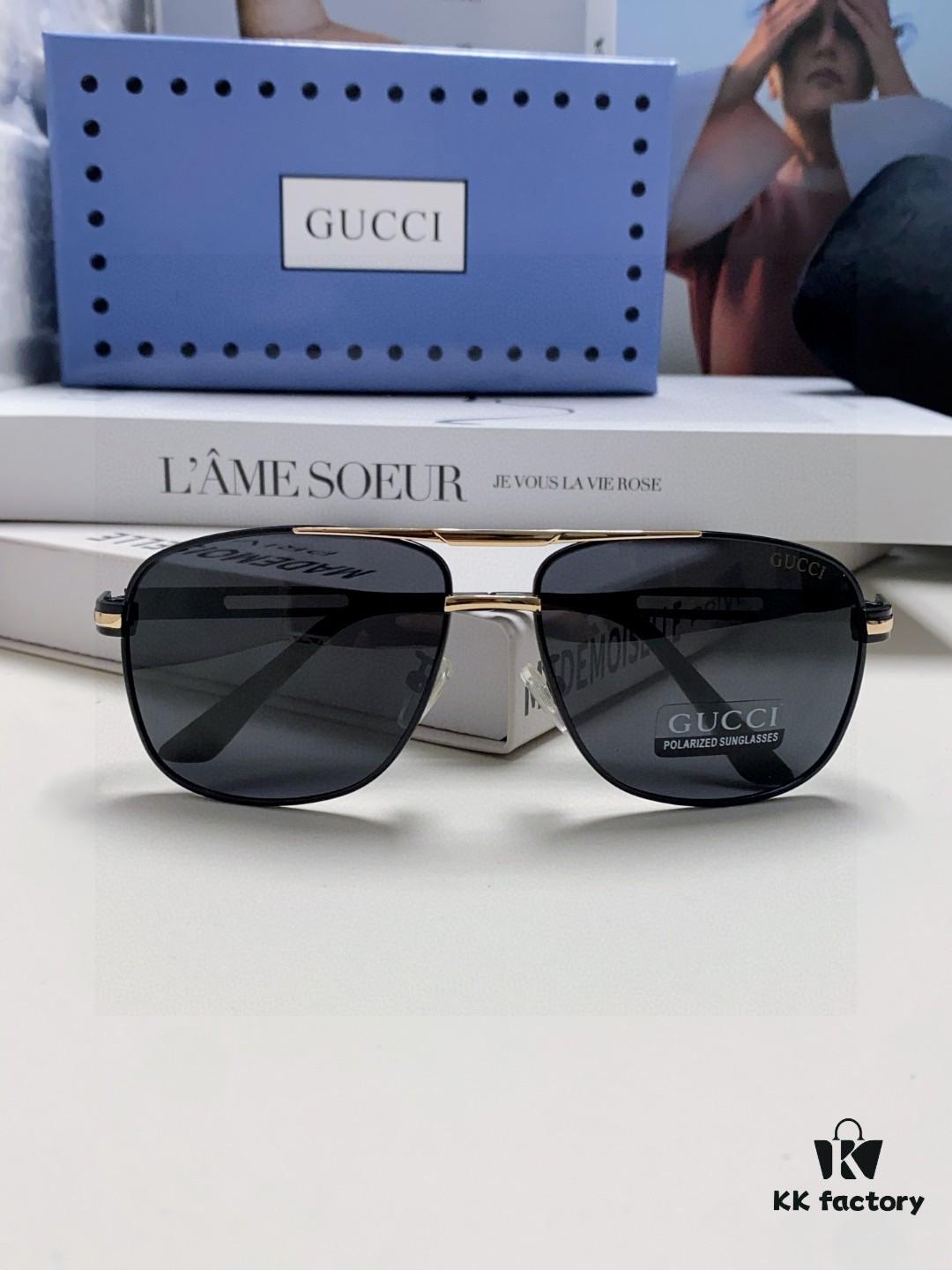 Gucci 2025 New Arrival Men's Sunglasses, Polarized UV-Protective Driving Glasses with Blue Inner Coating, Premium Style for Driving, Fishing and Outdoor Use