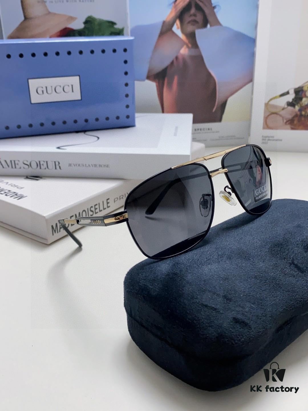 Gucci 2025 New Arrival Men's Sunglasses, Polarized UV-Protective Driving Glasses with Blue Inner Coating, Premium Style for Driving, Fishing and Outdoor Use