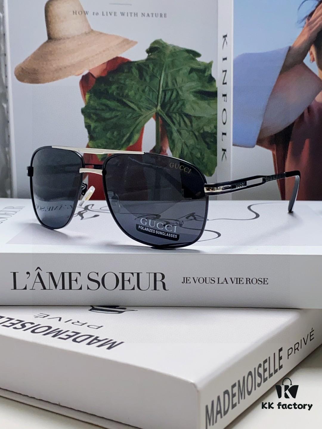 Gucci 2025 New Arrival Men's Sunglasses, Polarized UV-Protective Driving Glasses for Men, Blue Mirror Coating, Premium Style