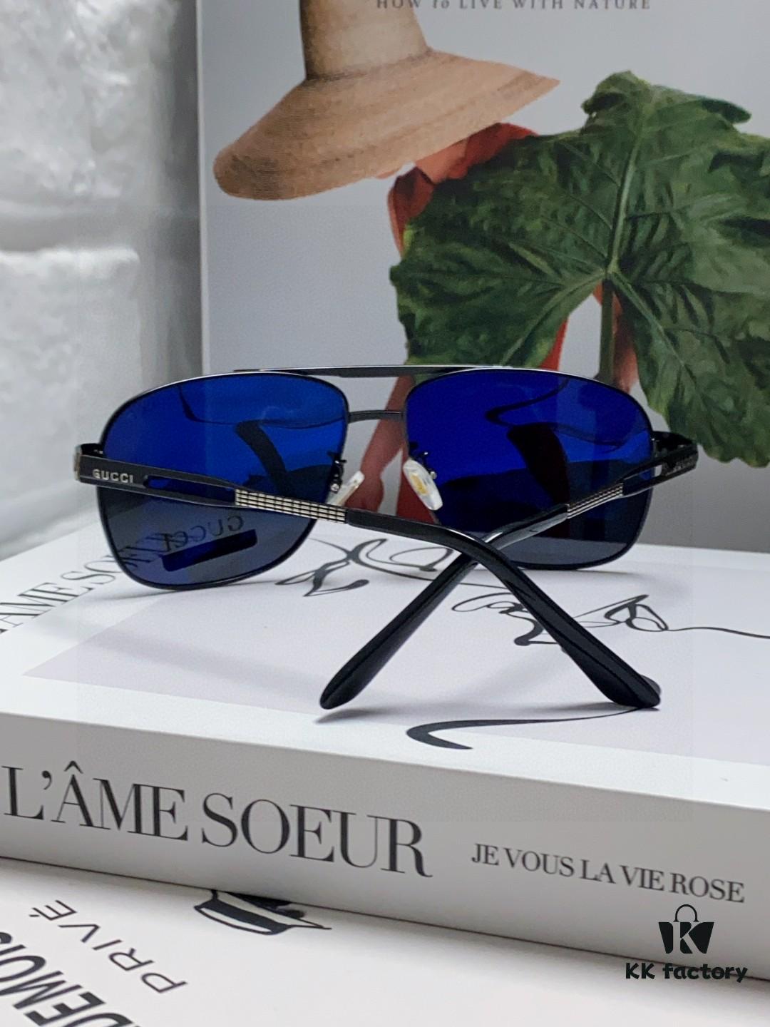 Gucci 2025 New Arrival Men's Sunglasses, Polarized UV-Protective Driving Glasses for Men, Blue Mirror Coating, Premium Style