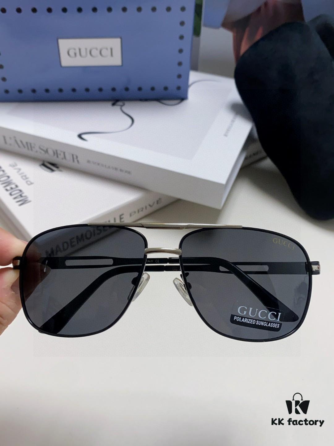 Gucci 2025 New Arrival Men's Sunglasses, Polarized UV-Protective Driving Glasses for Men, Blue Mirror Coating, Premium Style