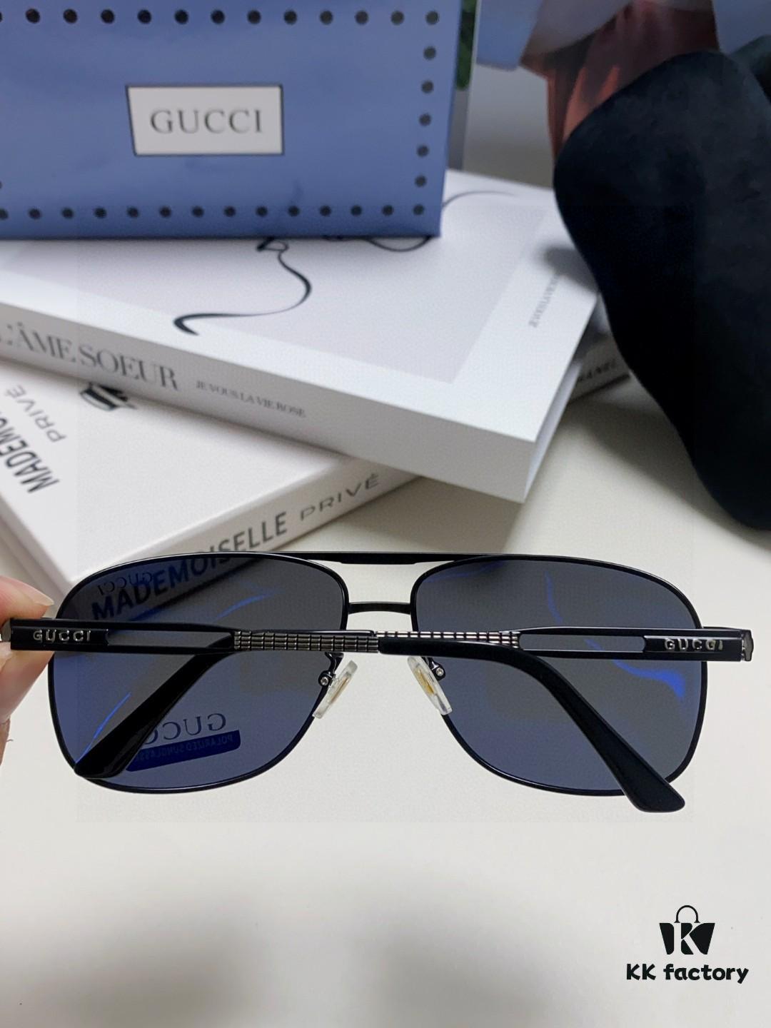 Gucci 2025 New Arrival Men's Sunglasses, Polarized UV-Protective Driving Glasses for Men, Blue Mirror Coating, Premium Style