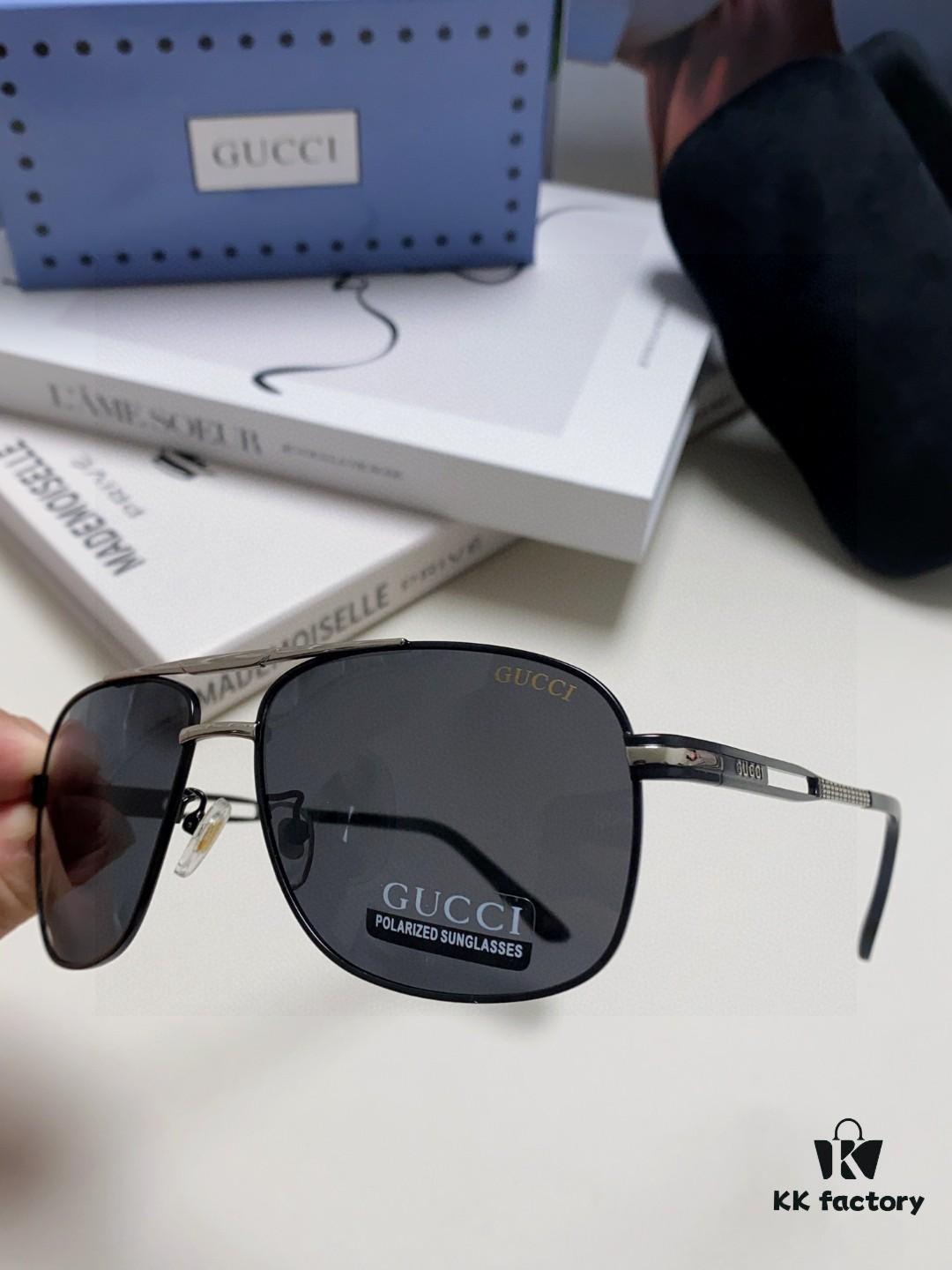 Gucci 2025 New Arrival Men's Sunglasses, Polarized UV-Protective Driving Glasses for Men, Blue Mirror Coating, Premium Style