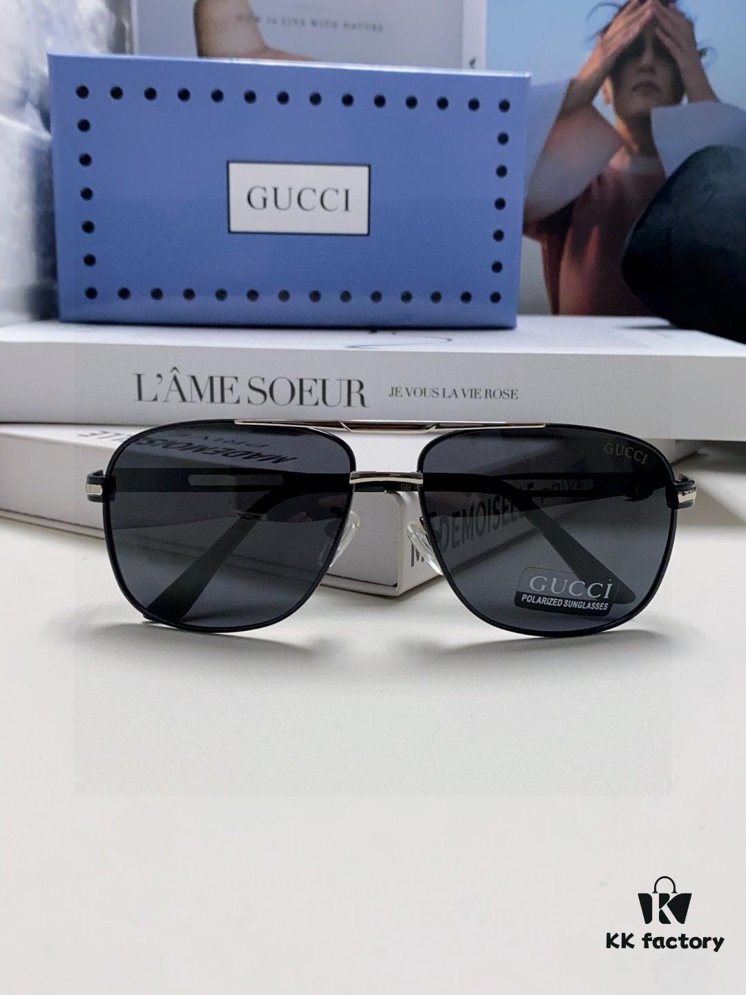 Gucci 2025 New Arrival Men's Sunglasses, Polarized UV-Protective Driving Glasses for Men, Blue Mirror Coating, Premium Style