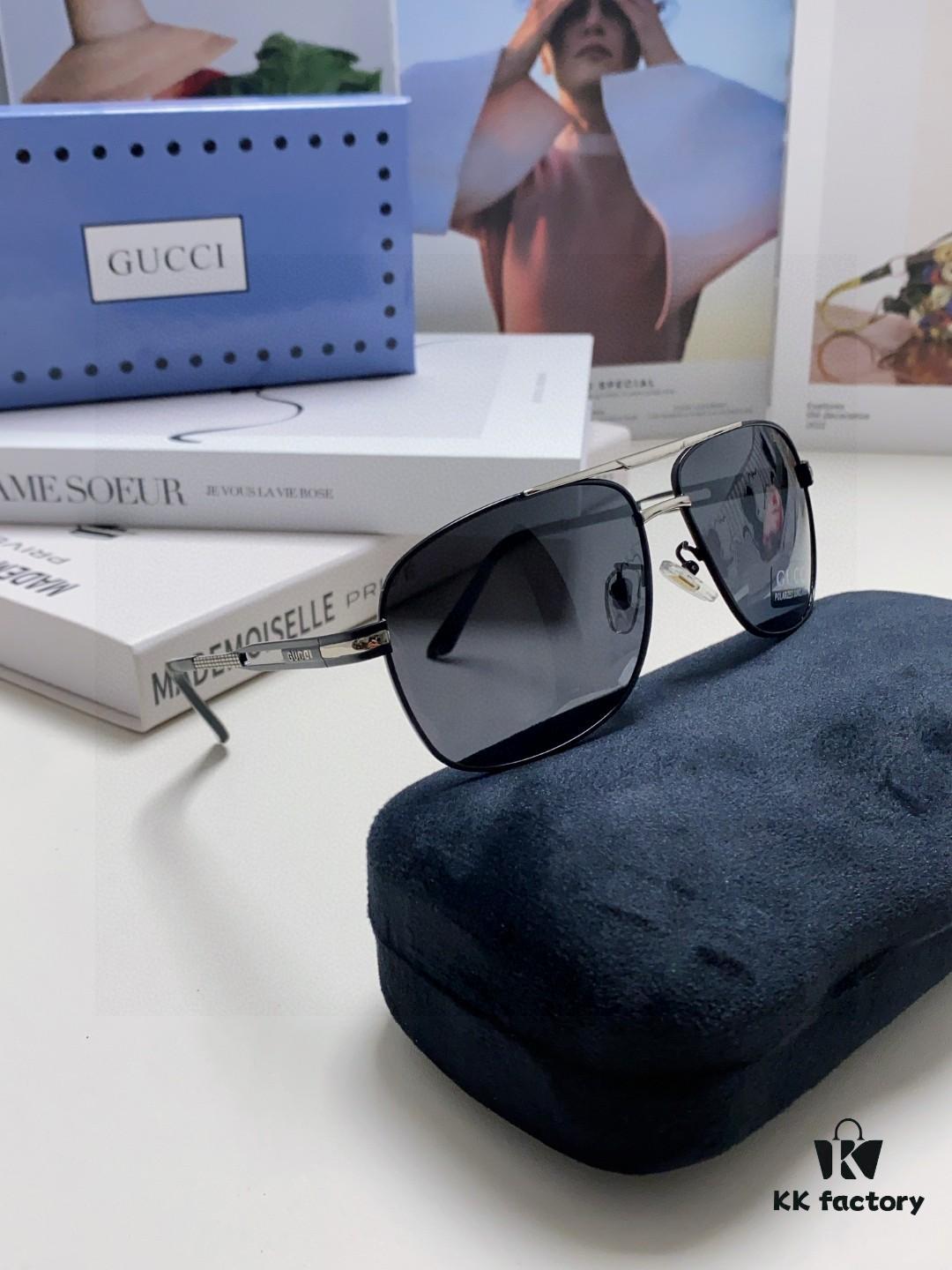 Gucci 2025 New Arrival Men's Sunglasses, Polarized UV-Protective Driving Glasses for Men, Blue Mirror Coating, Premium Style