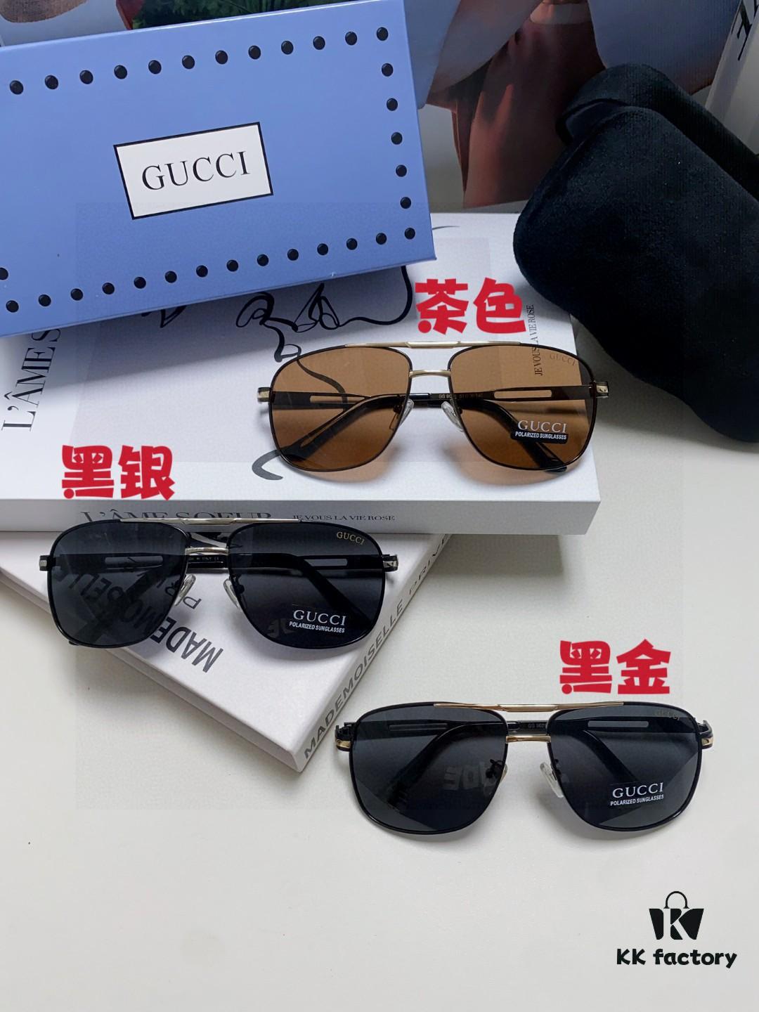 Gucci 2025 New Arrival Men's Sunglasses, Polarized UV-Protective Driving Glasses for Men, Blue Mirror Coating, Premium Style