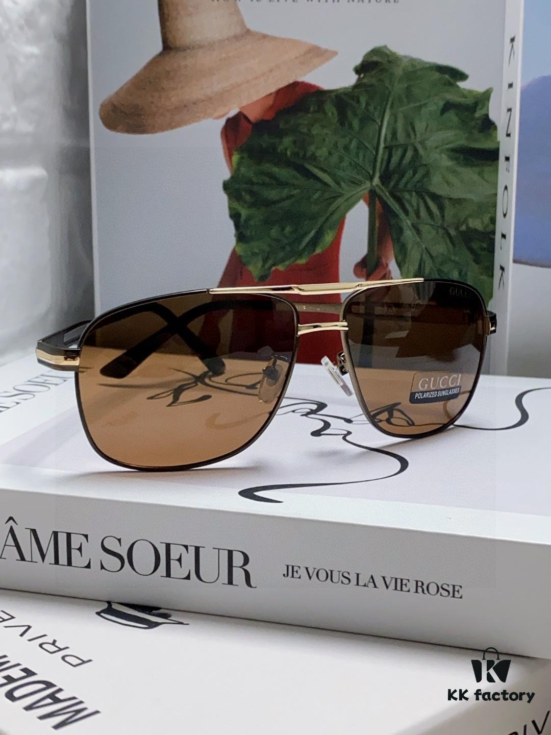 Gucci 2025 New Arrival Men's Sunglasses, UV-Protective Polarized Driving Glasses for Men, Blue Inner Coating, Premium Style Eyewear