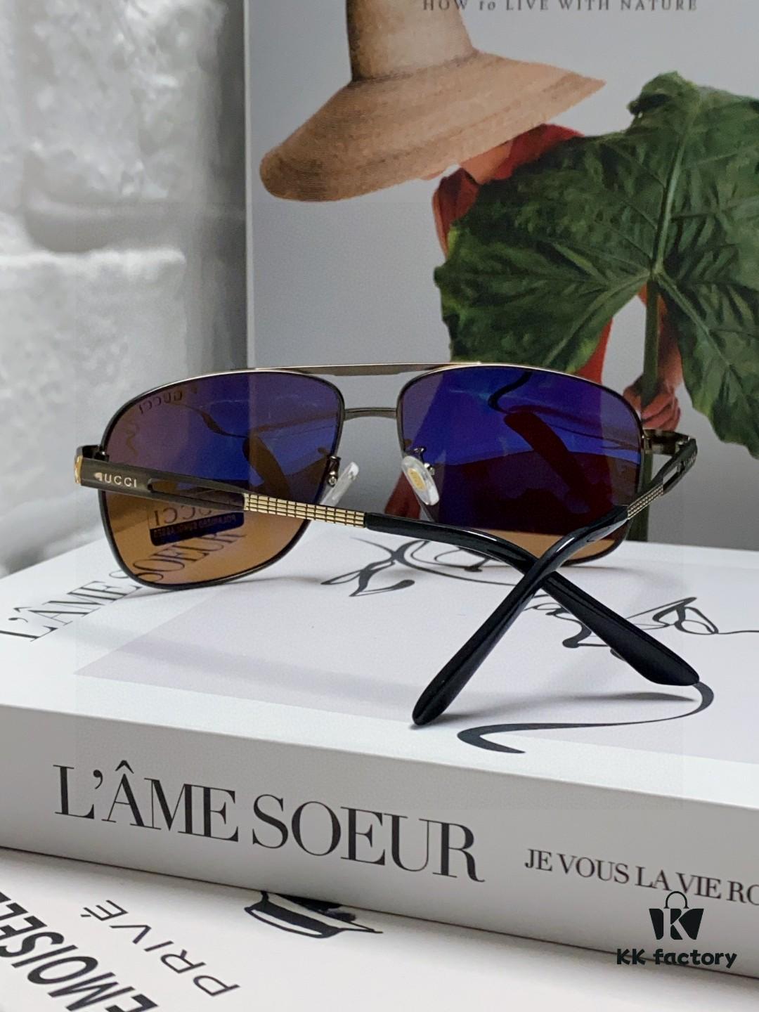 Gucci 2025 New Arrival Men's Sunglasses, UV-Protective Polarized Driving Glasses for Men, Blue Inner Coating, Premium Style Eyewear