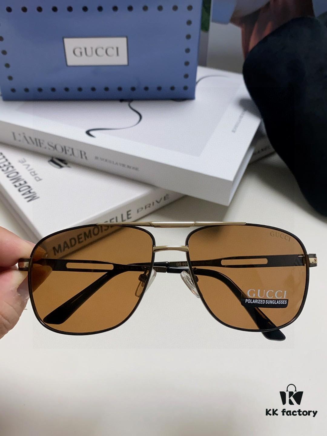 Gucci 2025 New Arrival Men's Sunglasses, UV-Protective Polarized Driving Glasses for Men, Blue Inner Coating, Premium Style Eyewear