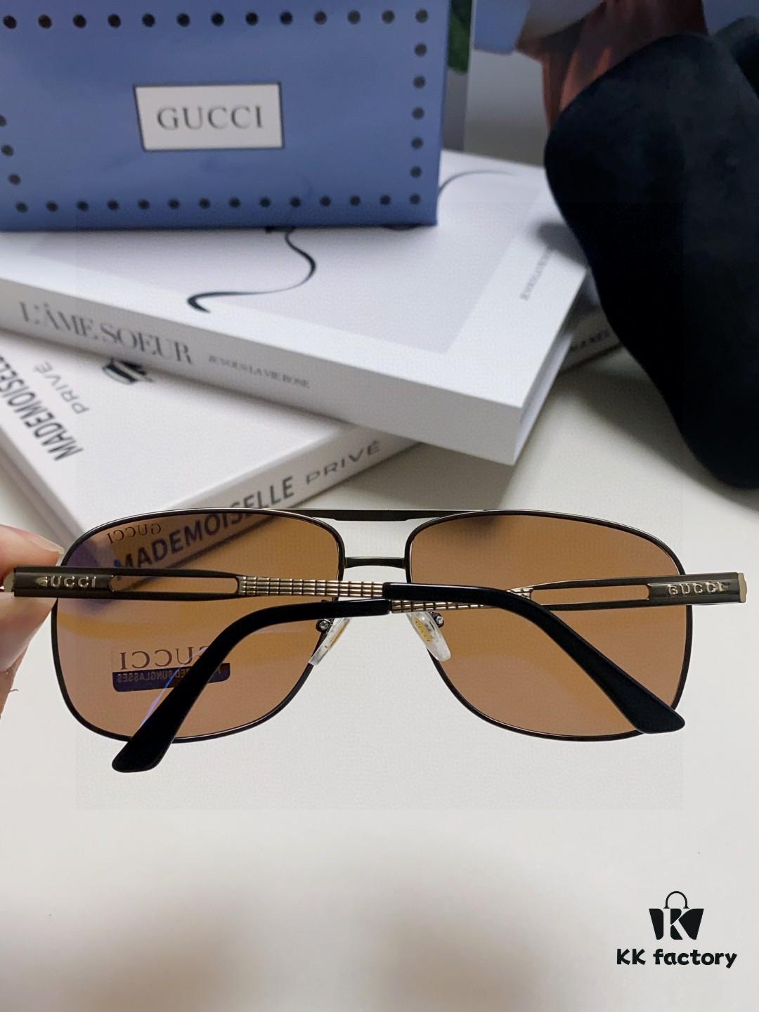 Gucci 2025 New Arrival Men's Sunglasses, UV-Protective Polarized Driving Glasses for Men, Blue Inner Coating, Premium Style Eyewear