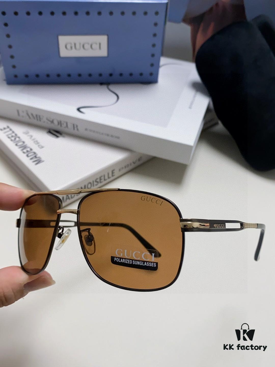 Gucci 2025 New Arrival Men's Sunglasses, UV-Protective Polarized Driving Glasses for Men, Blue Inner Coating, Premium Style Eyewear