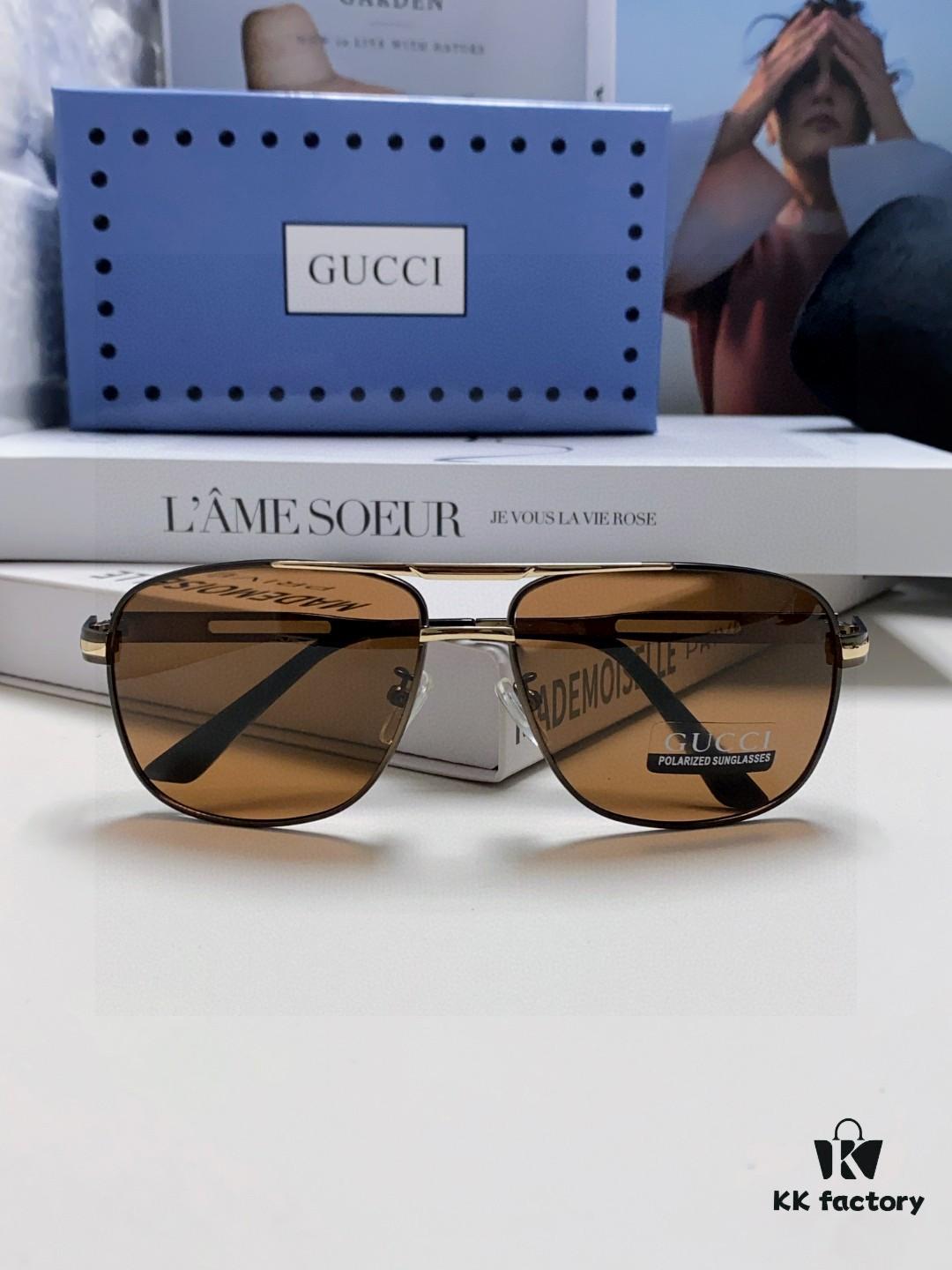 Gucci 2025 New Arrival Men's Sunglasses, UV-Protective Polarized Driving Glasses for Men, Blue Inner Coating, Premium Style Eyewear