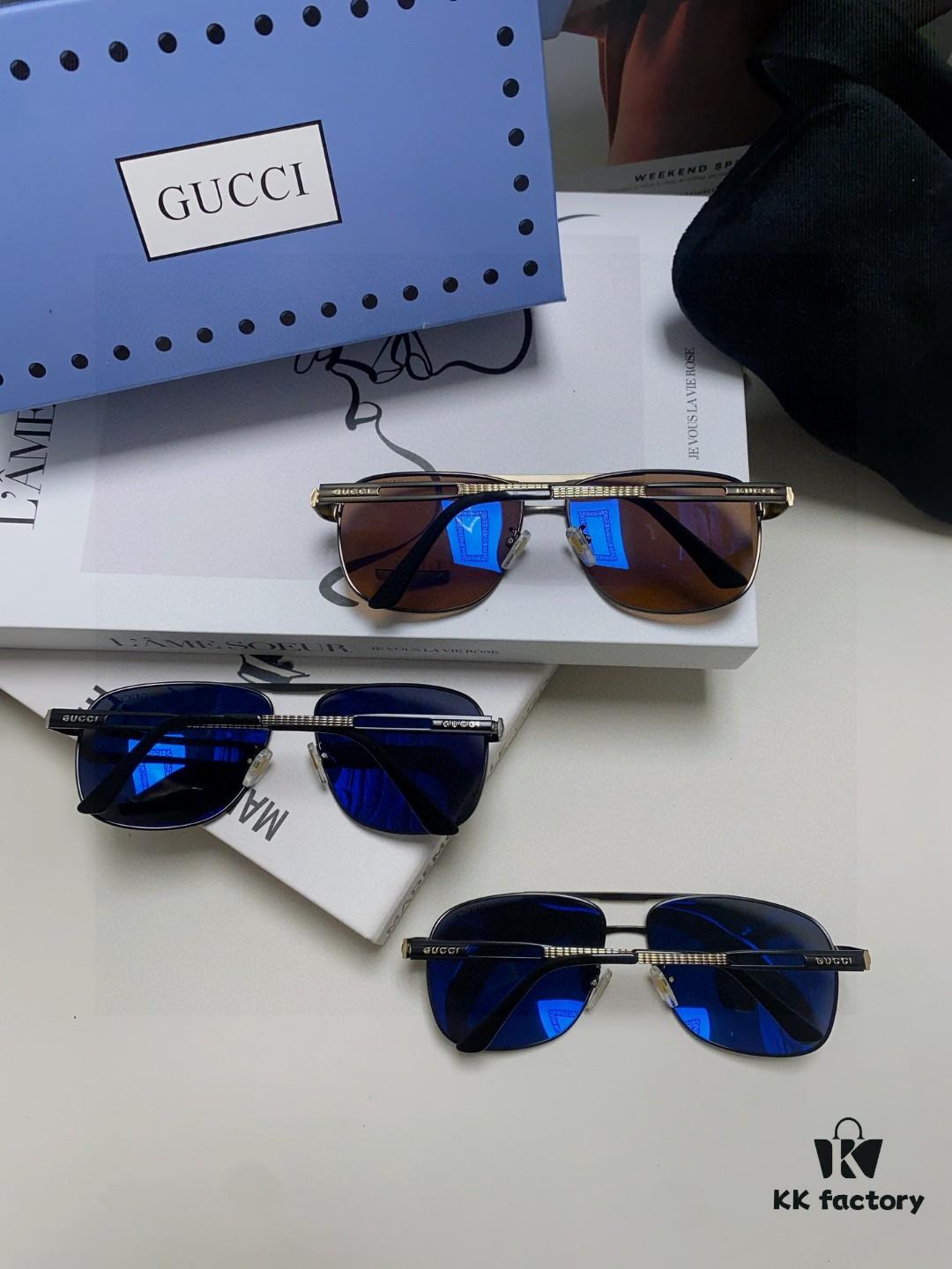 Gucci 2025 New Arrival Men's Sunglasses, UV-Protective Polarized Driving Glasses for Men, Blue Inner Coating, Premium Style Eyewear