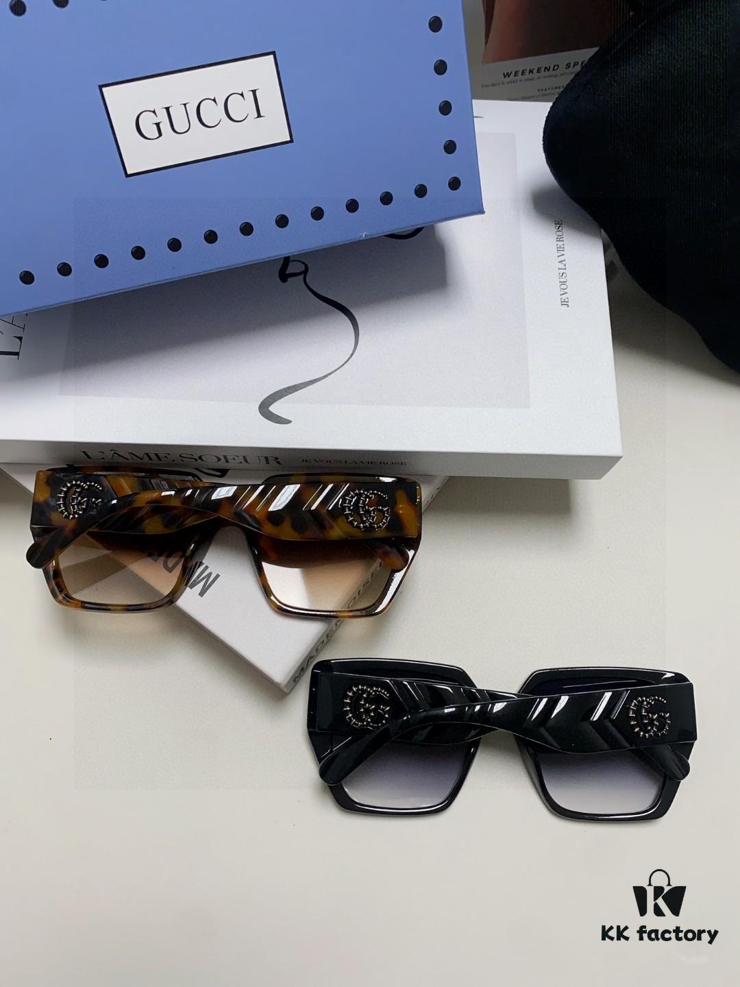 Gucci 2025 New Arrival Influencer Sunglasses for Women, Black Oversized Frame Polarized Sunglasses, Round Face Friendly Celebrity Style Unisex Sun Glasses