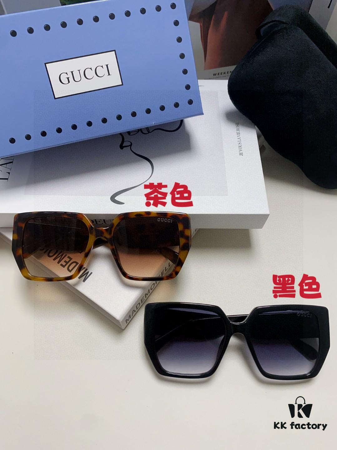 Gucci 2025 New Arrival Influencer Sunglasses for Women, Black Oversized Frame Polarized Sunglasses, Round Face Friendly Celebrity Style Unisex Sun Glasses