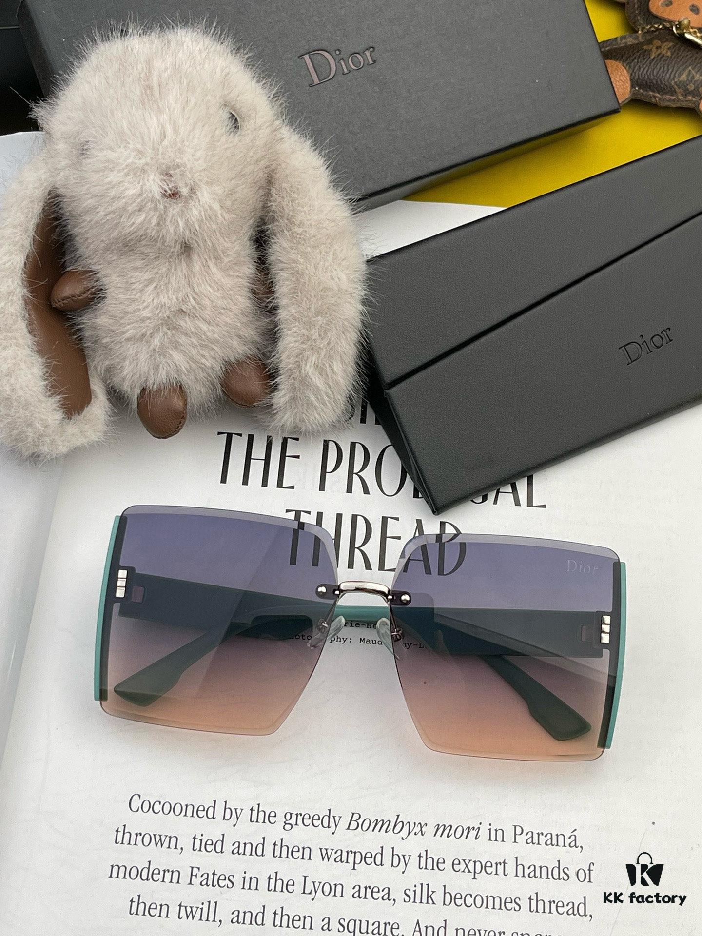 DIOR 2025 New Women's Square Sunglasses, Driving Sunglasses, New Lightweight Metal Rimless Sunglasses, Stylish, Elegant, Comfortable and Luxurious