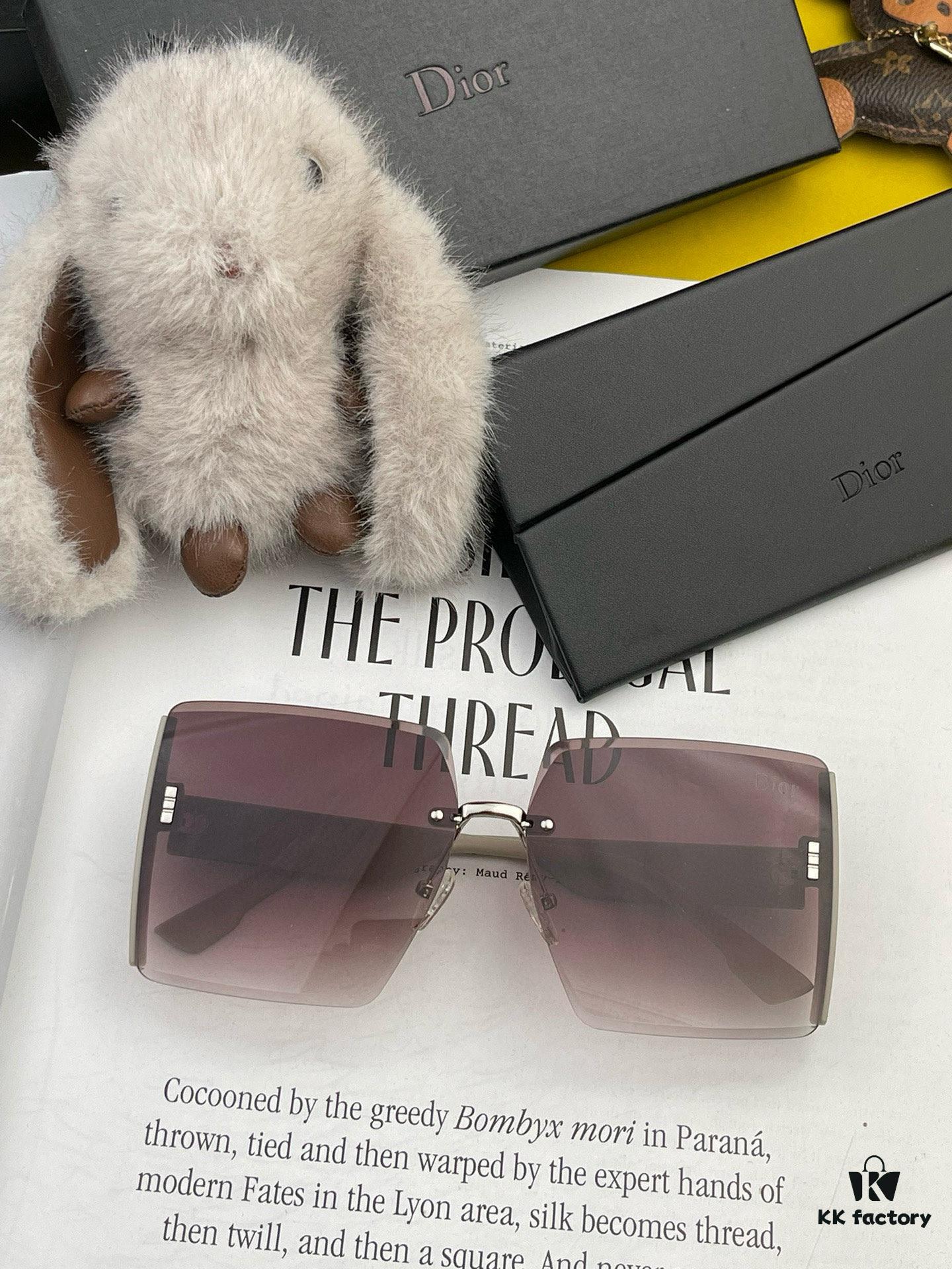 DIOR 2025 New Women's Square Sunglasses, Driving Sunglasses, New Lightweight Metal Rimless Sunglasses, Stylish, Elegant, Comfortable and Luxurious