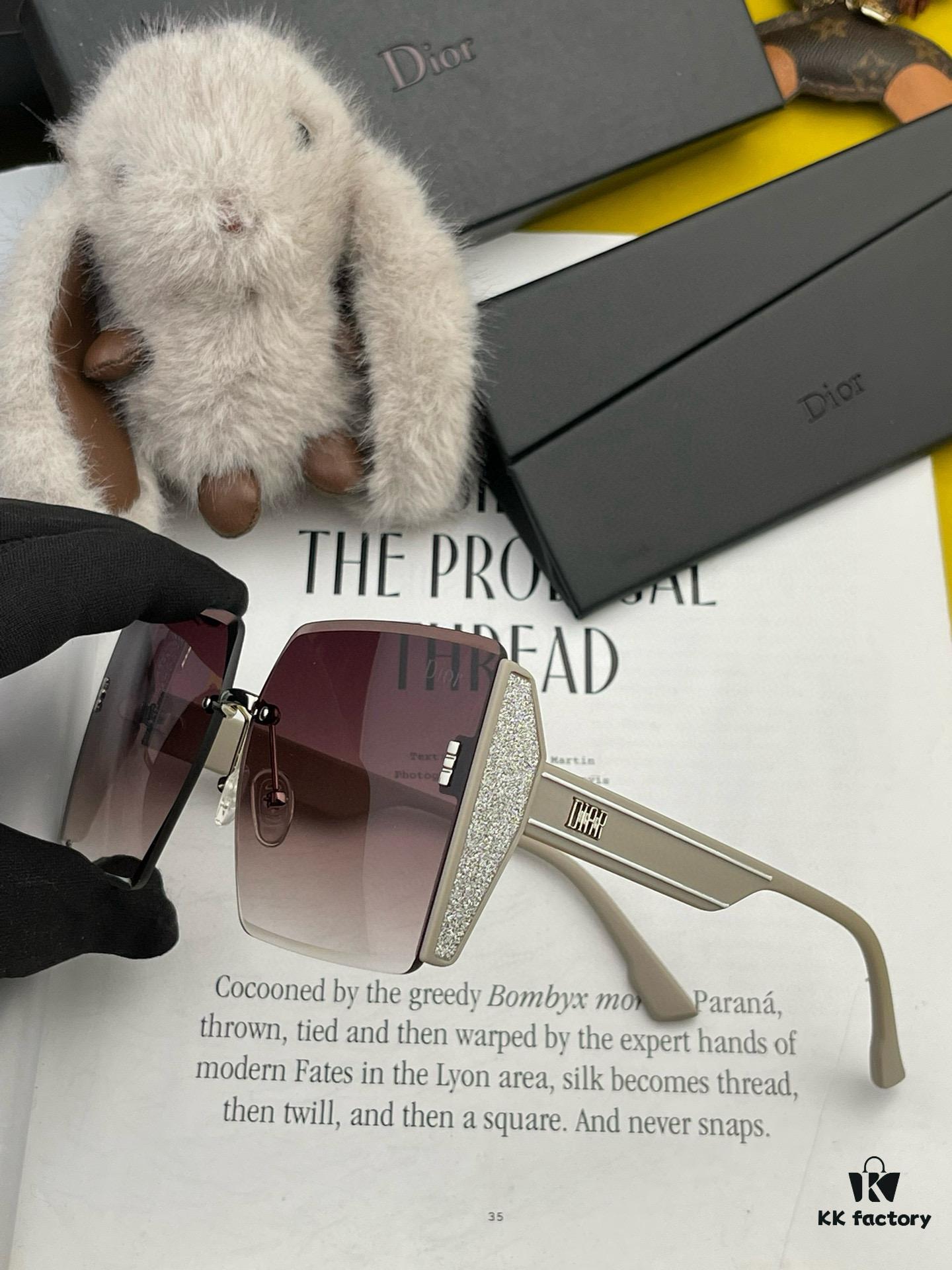 DIOR 2025 New Women's Square Sunglasses, Driving Sunglasses, New Lightweight Metal Rimless Sunglasses, Stylish, Elegant, Comfortable and Luxurious