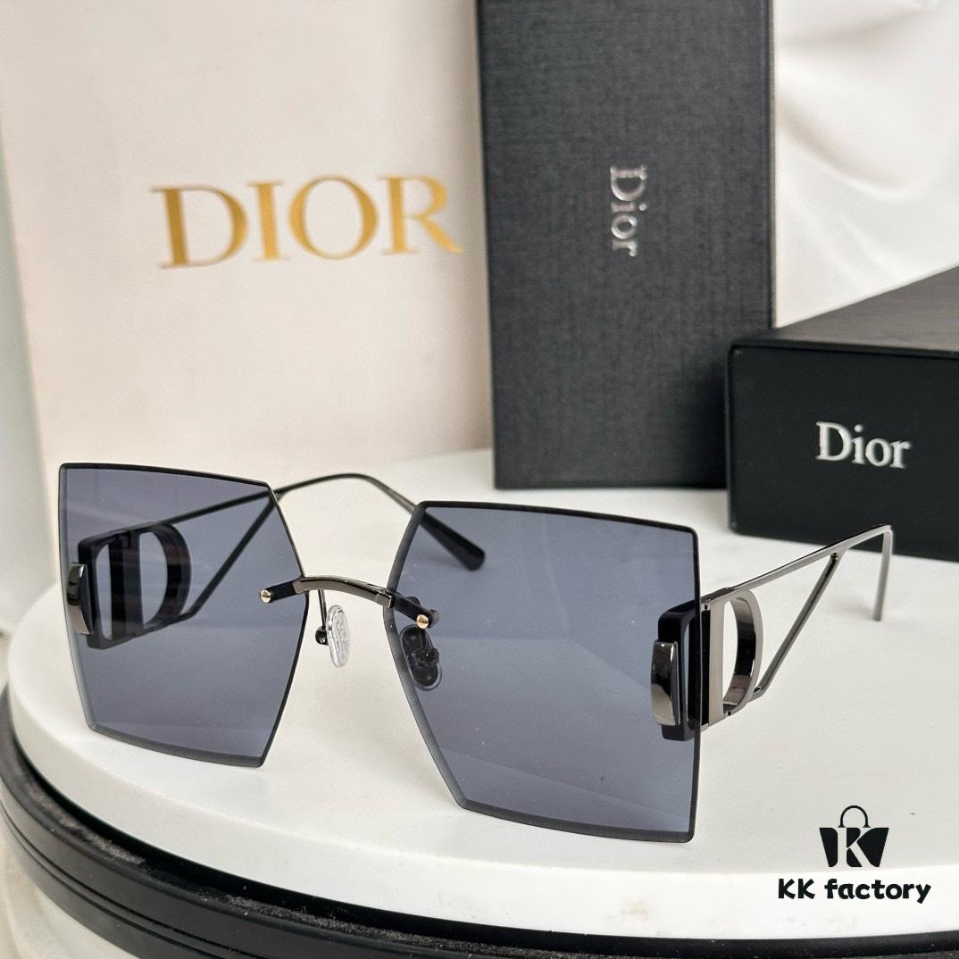 Dior 30 Montaigne S7U SS2023 Sunglasses – Thickened 3.0 with Blue Inner Lens Coating, Frameless Luxury Design with 'CD' Logo on Dark Ruthenium Temples