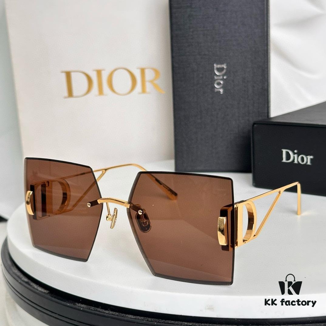 Dior 30 Montaigne S7U SS2023 Sunglasses – Thickened 3.0 with Blue Inner Lens Coating, Frameless Luxury Design with 'CD' Logo on Dark Ruthenium Temples