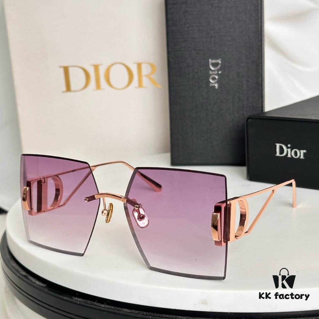 Dior 30 Montaigne S7U SS2023 Sunglasses – Thickened 3.0 with Blue Inner Lens Coating, Frameless Luxury Design with 'CD' Logo on Dark Ruthenium Temples