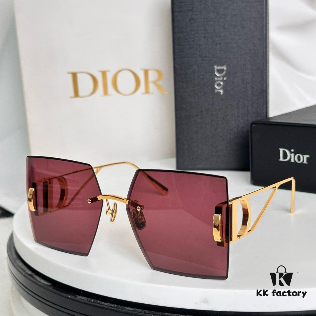 Dior 30 Montaigne S7U SS2023 Sunglasses – Thickened 3.0 with Blue Inner Lens Coating, Frameless Luxury Design with 'CD' Logo on Dark Ruthenium Temples