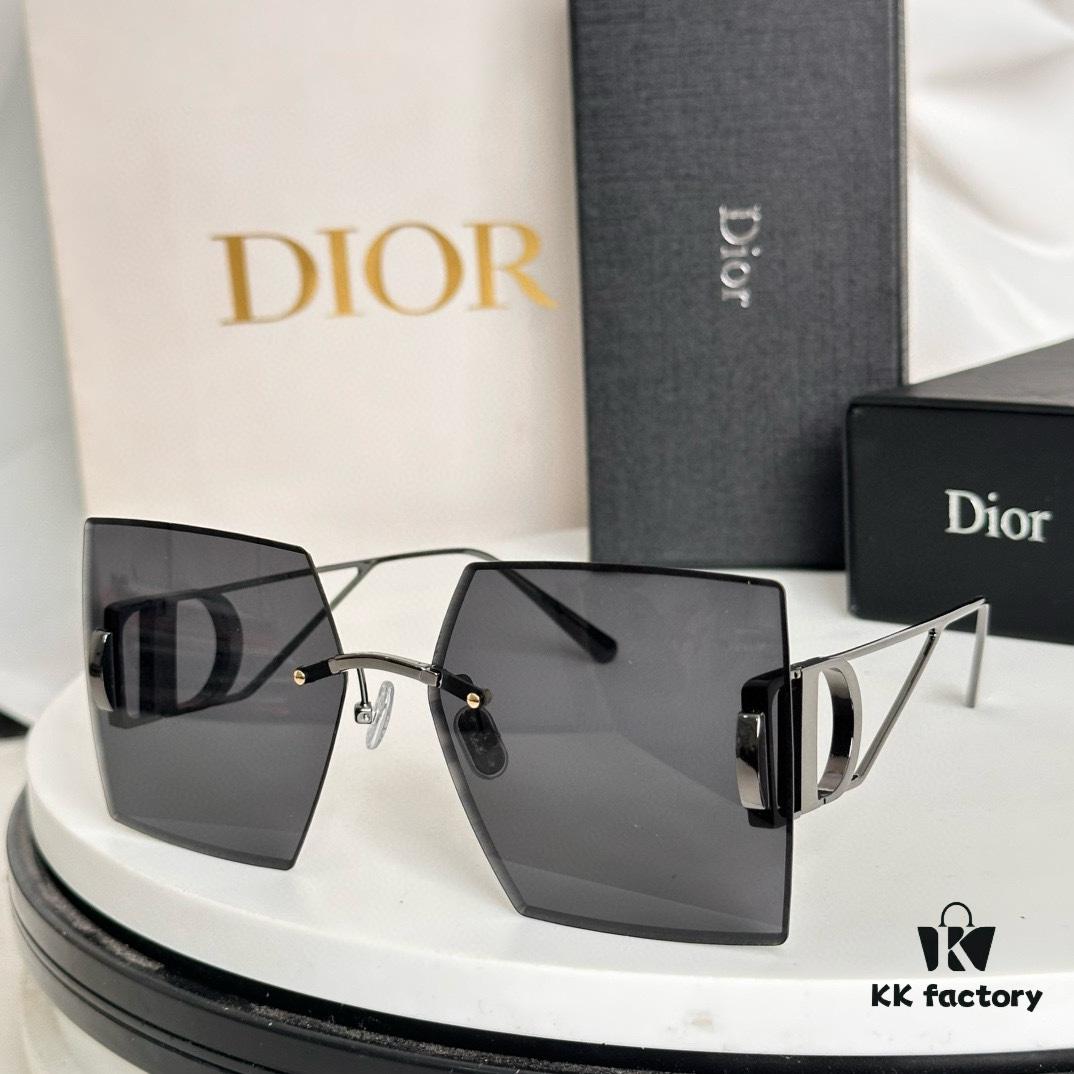 Dior 30 Montaigne S7U SS2023 Sunglasses – Thickened 3.0 with Blue Inner Lens Coating, Frameless Luxury Design with 'CD' Logo on Dark Ruthenium Temples