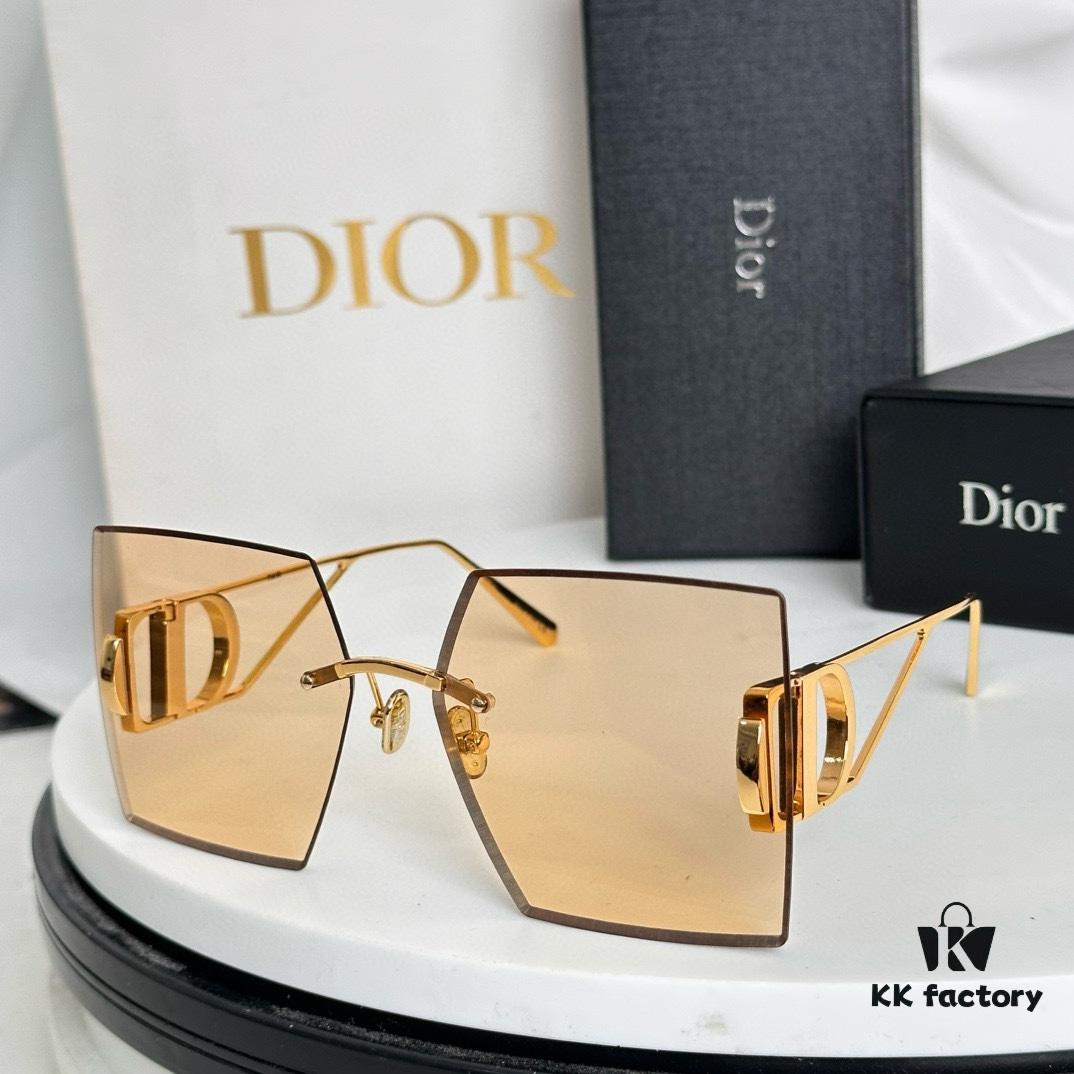 Dior 30 Montaigne S7U SS2023 Sunglasses – Thickened 3.0 with Blue Inner Lens Coating, Frameless Luxury Design with 'CD' Logo on Dark Ruthenium Temples