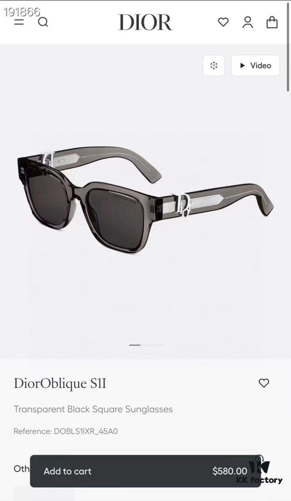 DIOR Oblique S1F Sunglasses, Size 53-19-145