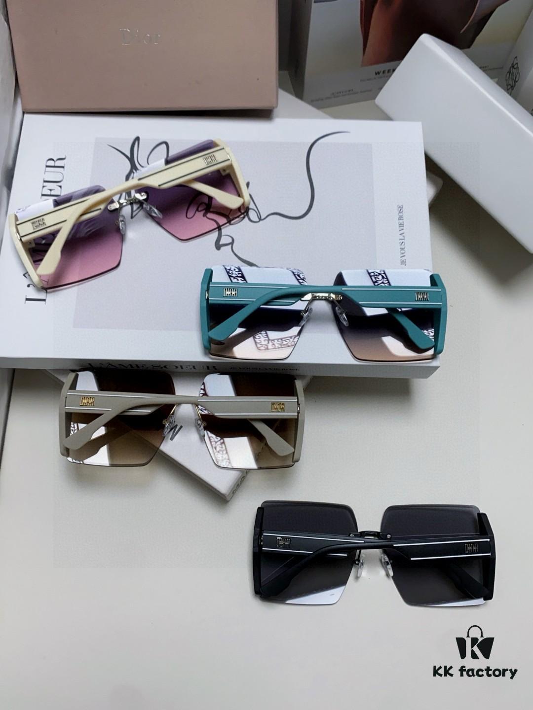 Dior 2025 New Large Frame Women's Sunglasses, Square Edged Rimless UV Protection Vacation Sunglasses