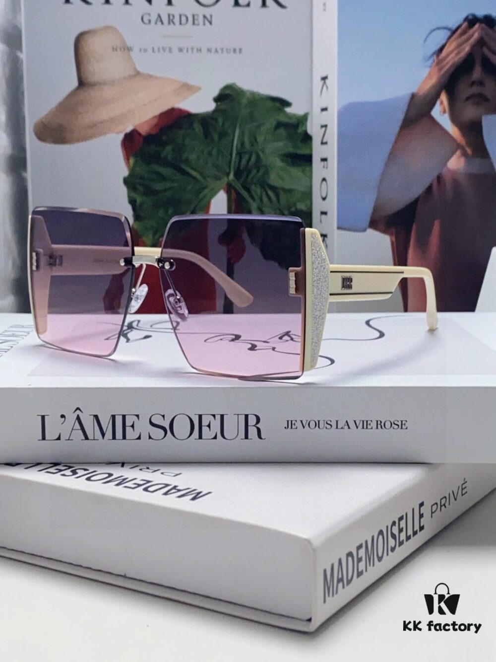 Dior 2025 New Large Frame Women's Sunglasses, Square Edged Rimless UV-Protective Vacation Sunglasses