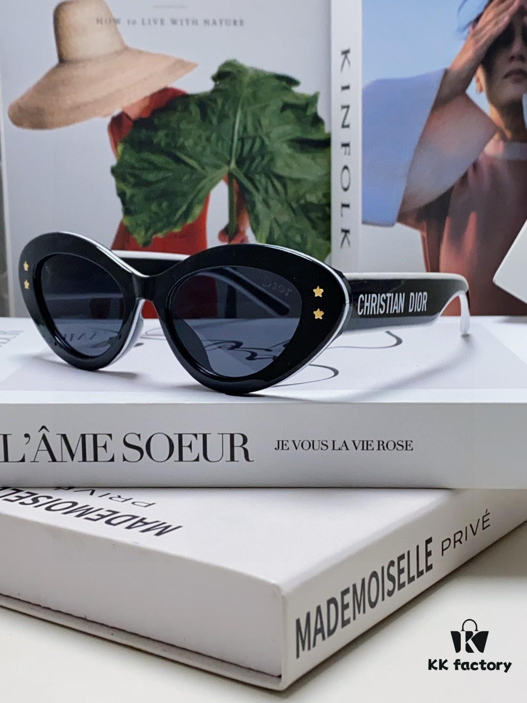 DIOR Cat-Eye Fashion Women's Sunglasses with Classic Two-Tone Design