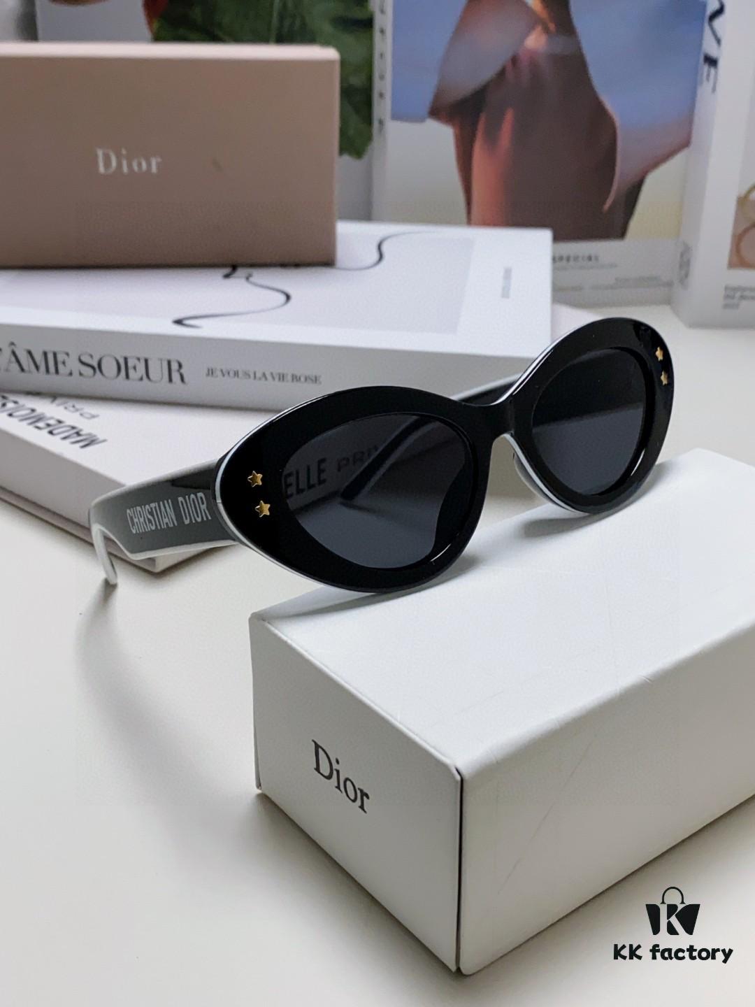 DIOR Cat-Eye Fashion Women's Sunglasses with Classic Two-Tone Design