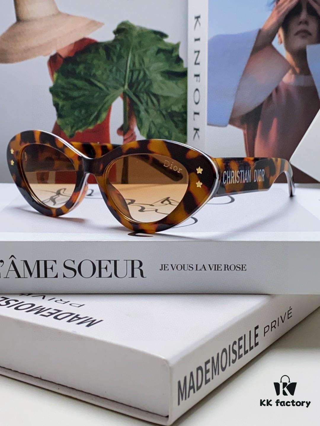 DIOR Cat-Eye Fashion Women's Sunglasses with Classic Two-Tone Design