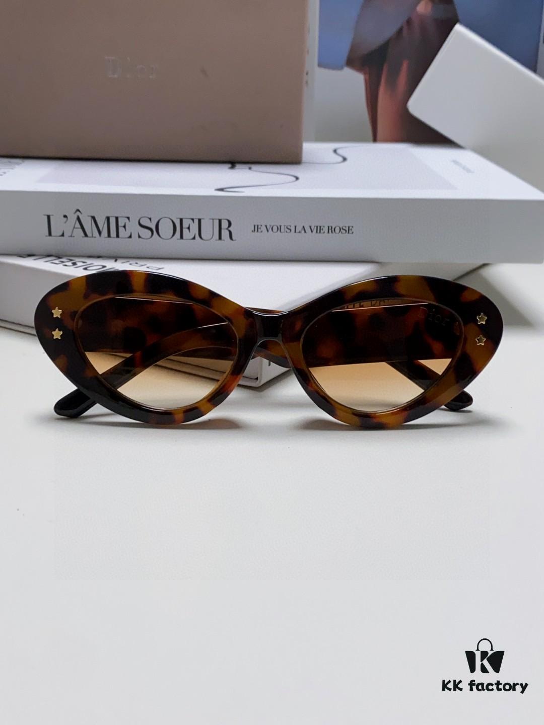 DIOR Cat-Eye Fashion Women's Sunglasses with Classic Two-Tone Design