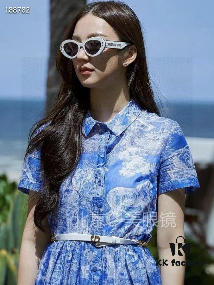 DIOR Cat-Eye Fashion Women's Sunglasses with Classic Two-Tone Design