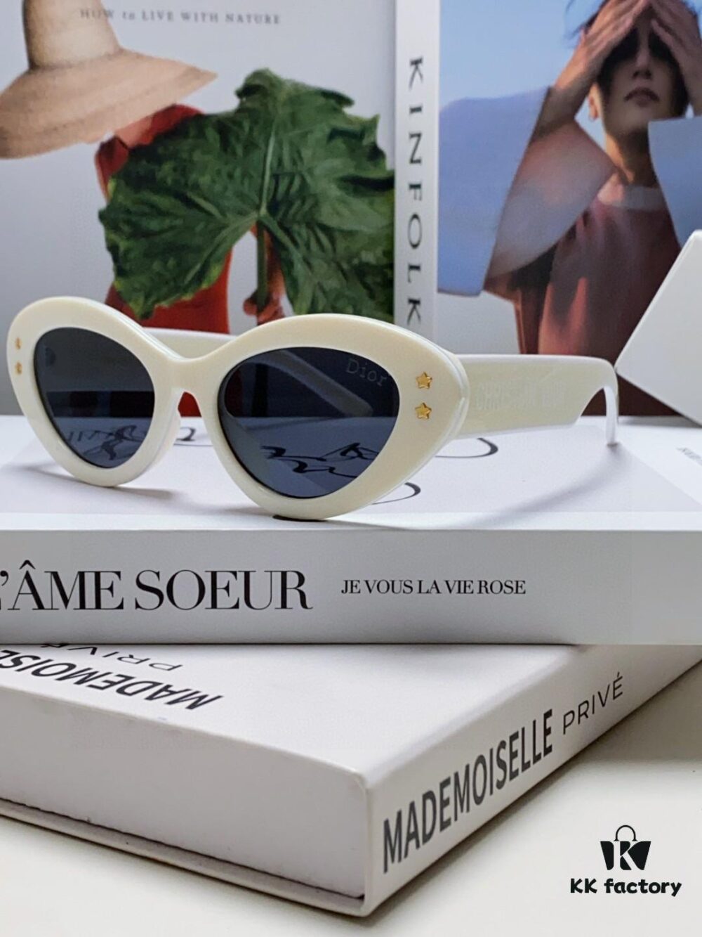 DIOR Cat-Eye Fashion Women's Sunglasses with Classic Two-Tone Design