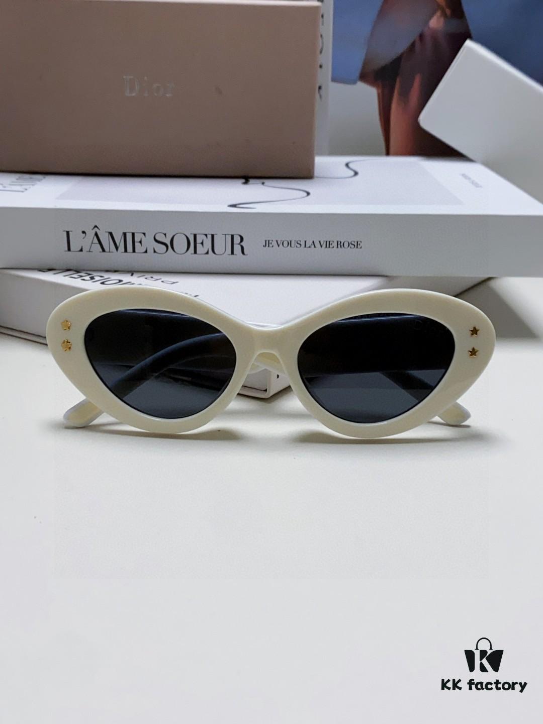 DIOR Cat-Eye Fashion Women's Sunglasses with Classic Two-Tone Design