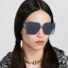 Dior 2025 New Arrival Mirror Lens Letter-Embossed Frameless Cut-Out Fashion Sunglasses for Women, Stylish Oversized Unisex Shades, Slimming European-American Design